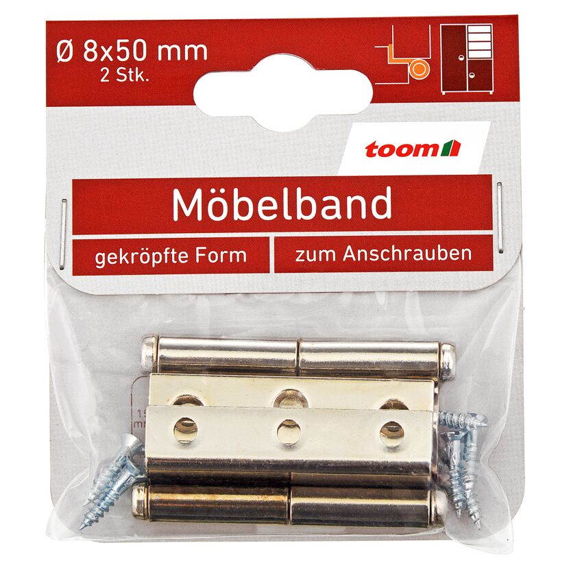 Möbelbänder rechts Stahl vernickelt Ø 8 x 50 mm 2 Stück