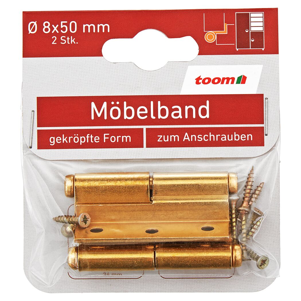 Möbelbänder links Messing Ø 8 x 50 mm 2 Stück