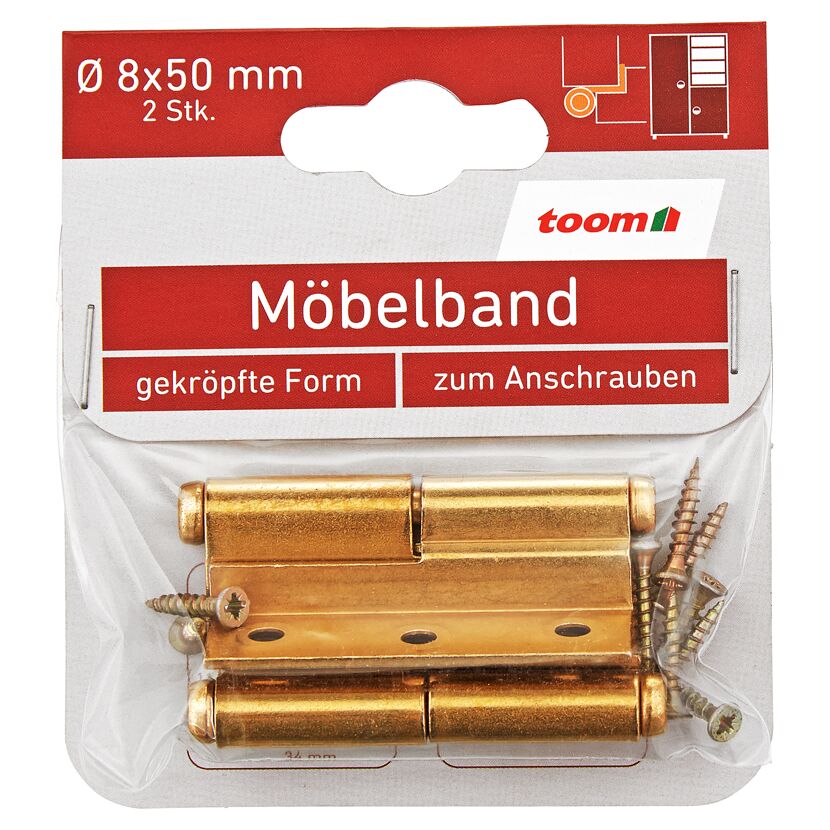 Möbelbänder links Messing Ø 8 x 50 mm 2 Stück