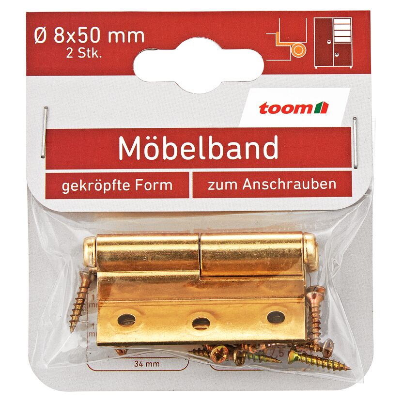 Möbelbänder rechts Messing Ø 8 x 50 mm 2 Stück