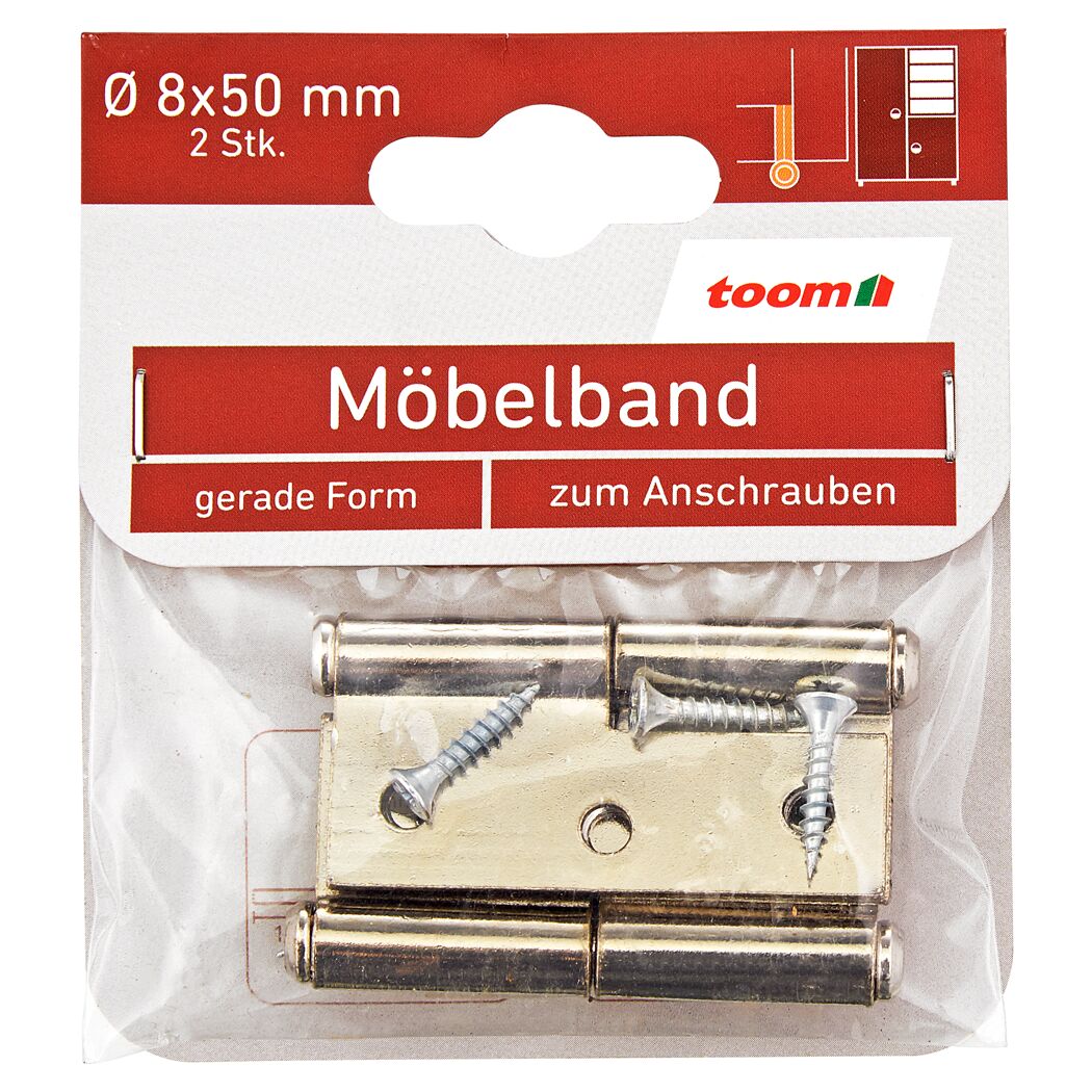 Möbelbänder rechts Stahl vernickelt Ø 8 x 50 mm 2 Stück