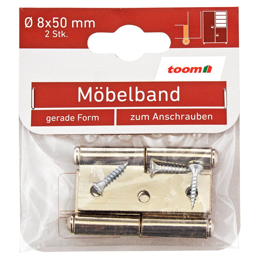 Möbelbänder rechts Stahl vernickelt Ø 8 x 50 mm 2 Stück