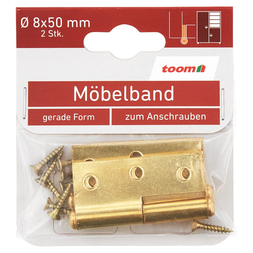 Möbelbänder links Messing Ø 8 x 50 mm 2 Stück