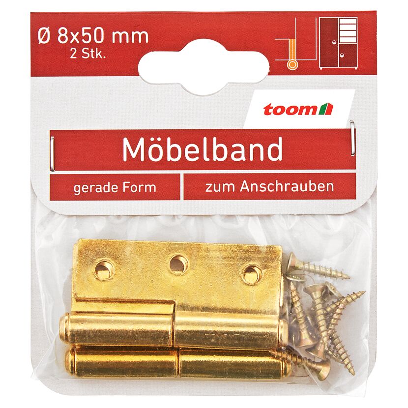 Möbelband rechts Messing 8 x 50 mm 2 Stück