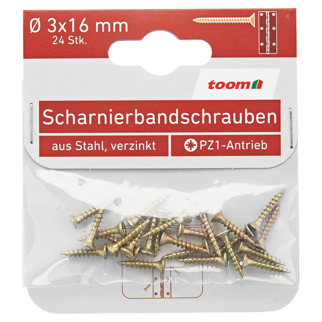 Scharnierbandschrauben Stahl gelb verzinkt Ø 3 x 16 mm 24 Stück