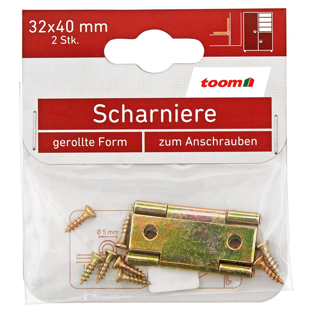 Scharniere Stahl verzinkt 32 x 40 mm 2 Stück