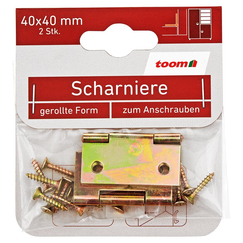 Scharniere Stahl verzinkt 40 x 40 mm 2 Stück