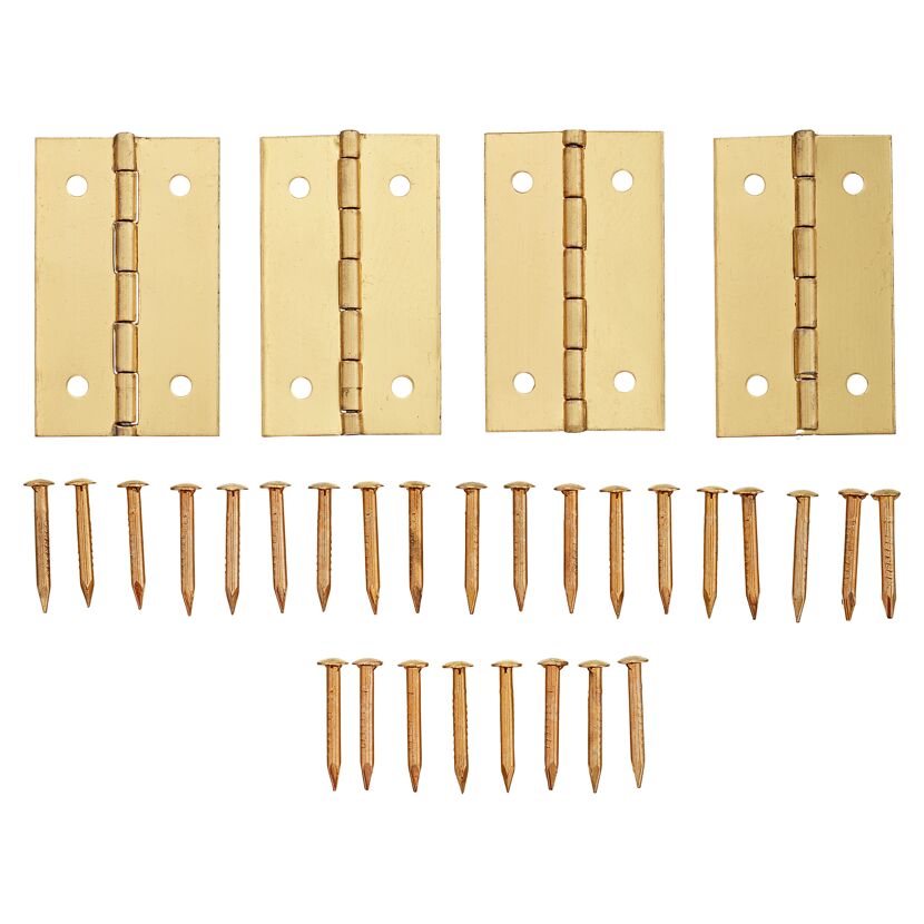 Schatullenscharniere Stahl vermessingt 18 x 30 mm 4 Stück