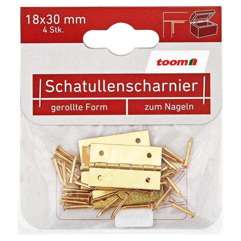 Schatullenscharniere Stahl vermessingt 18 x 30 mm 4 Stück