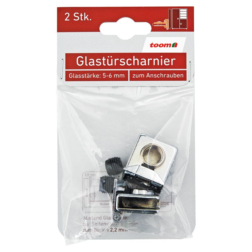 Glastürscharniere vernickelt 2 Stück