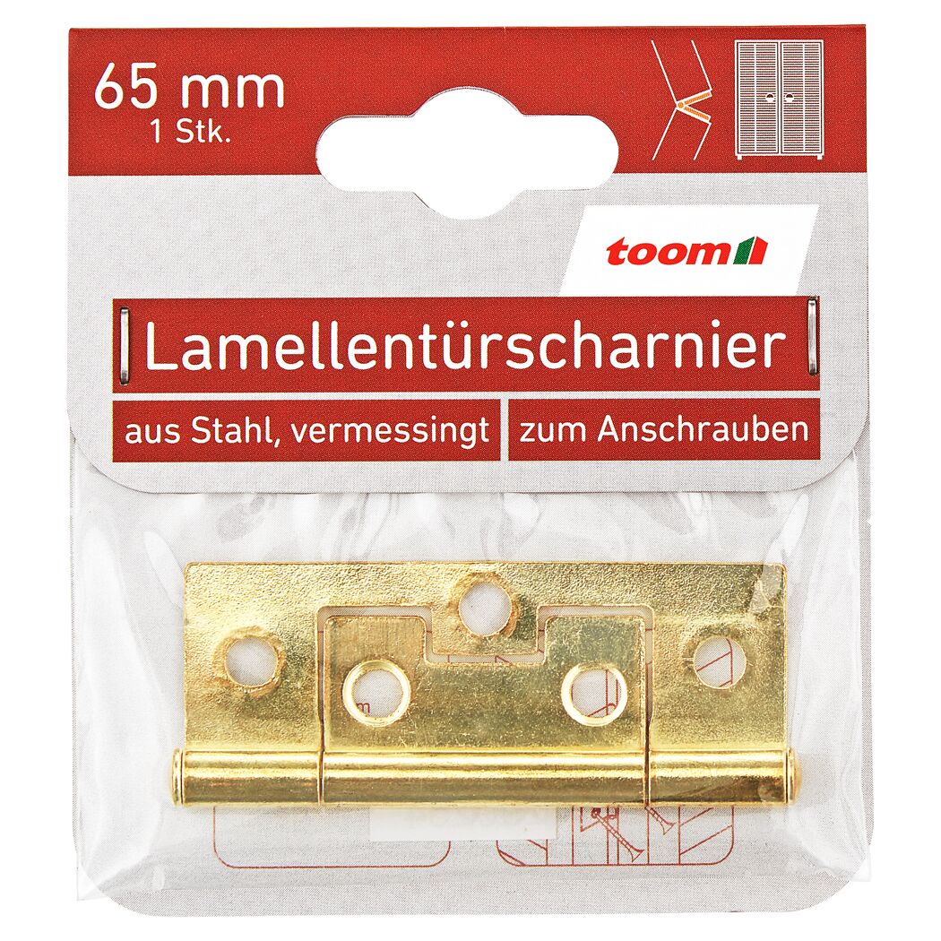 Lamellentürscharnier Stahl vermessingt 6,5 cm