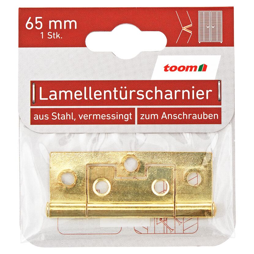 Lamellentürscharnier Stahl vermessingt 6,5 cm