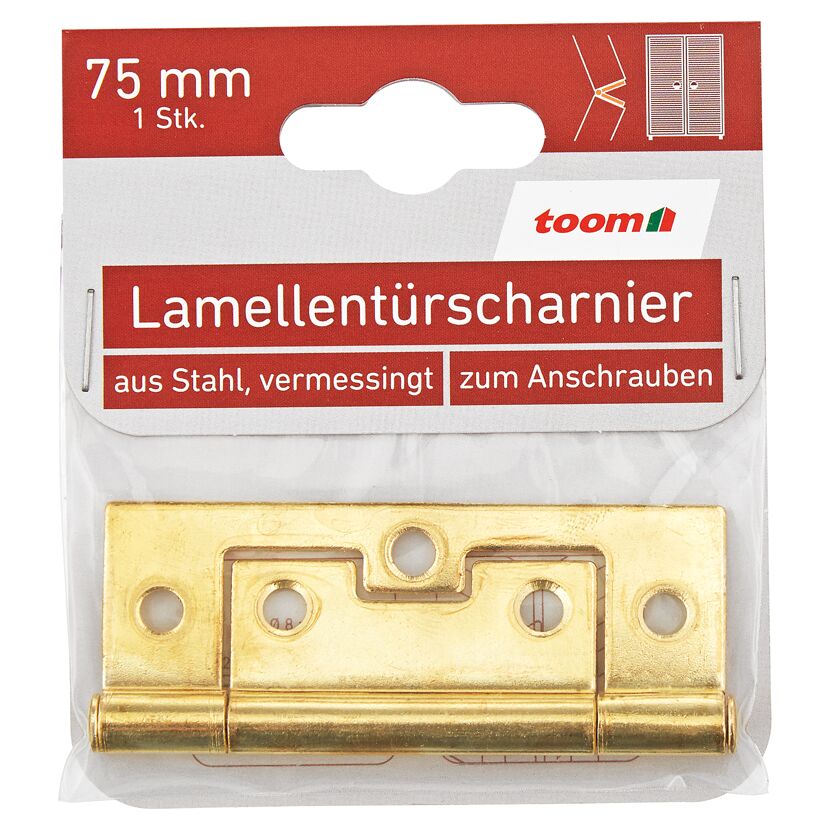 Lamellentürscharnier Stahl vermessingt 7,5 cm
