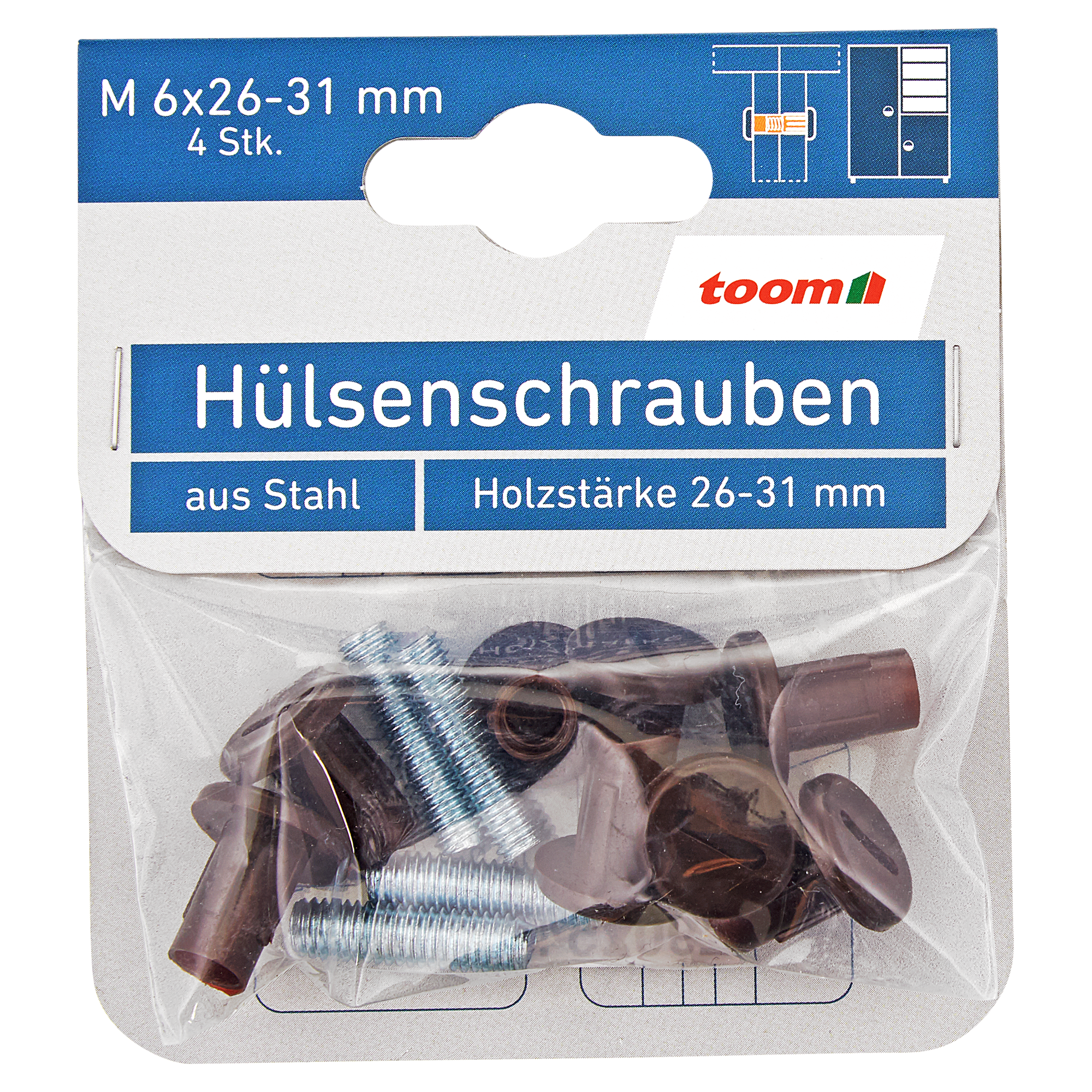 Hülsenschrauben Schlitz Stahl M6 x 26 - 31 mm 4 Stück + product picture