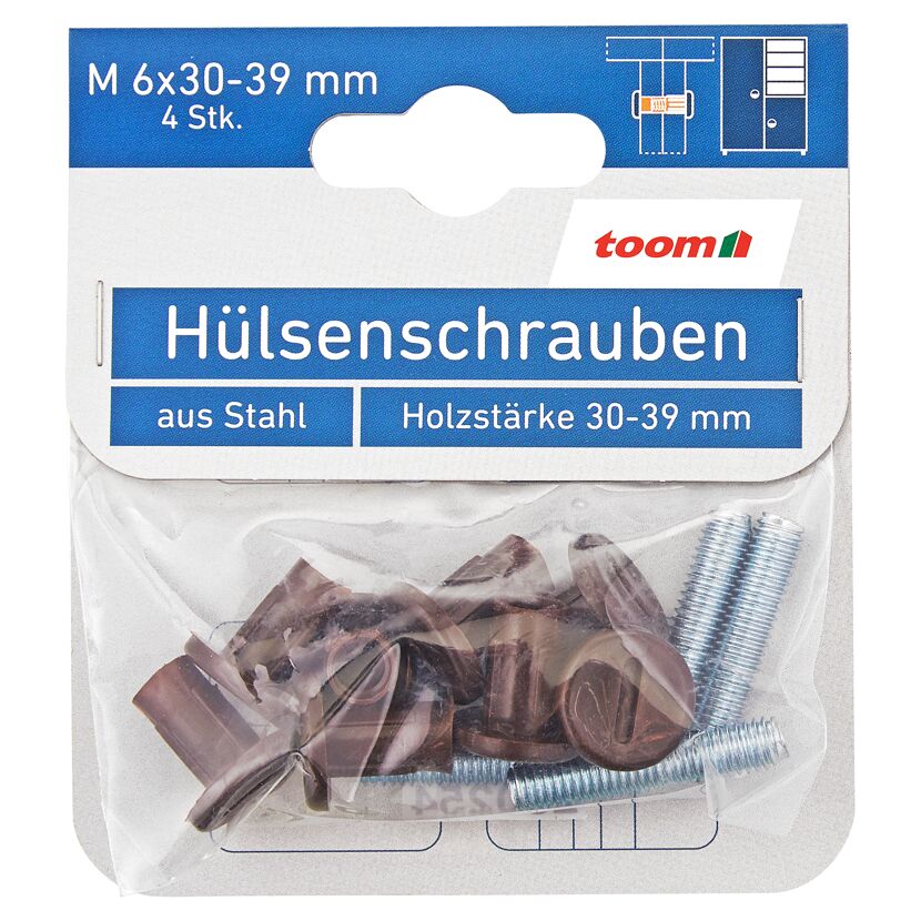 Hülsenschrauben SL Schlitz Stahl M6 x 30 - 39 mm 4 Stück