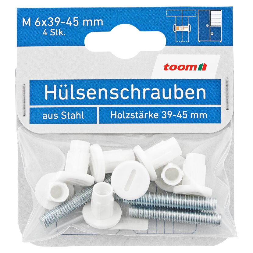 Hülsenschrauben Stahl weiß M6 4 Stück 3,9 - 4,5 cm