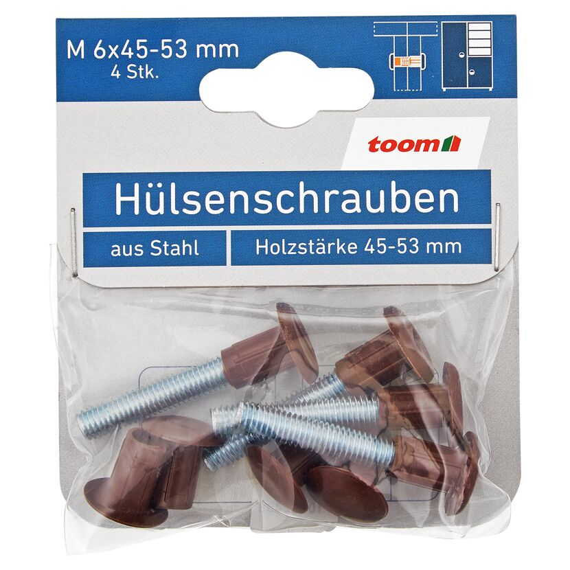 Hülsenschrauben Schlitz Stahl M6 x 45 - 53 mm 4 Stück