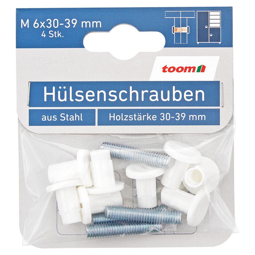 Hülsenschrauben SL Schlitz Stahl M6 x 30 - 39 mm 4 Stück