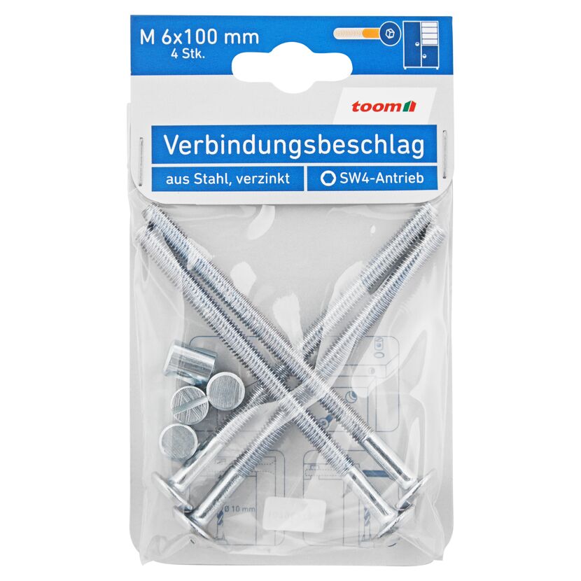 Verbindungsbeschlag 4 Stück Ø M6 x 100 mm