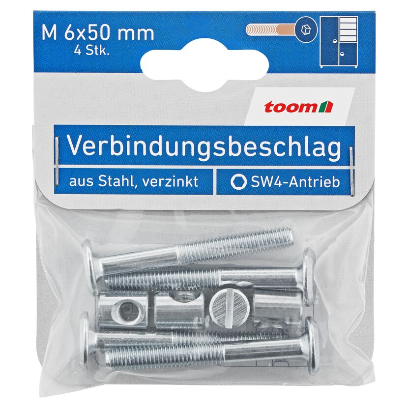 Verbindungsbeschlag 4 Stück Ø M6 x 50 mm