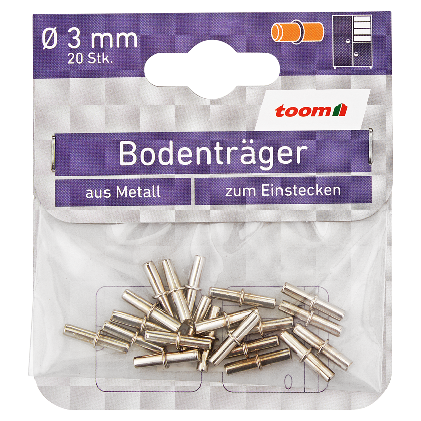 Bodenträger Metall silbern Ø 3 mm 20 Stück
