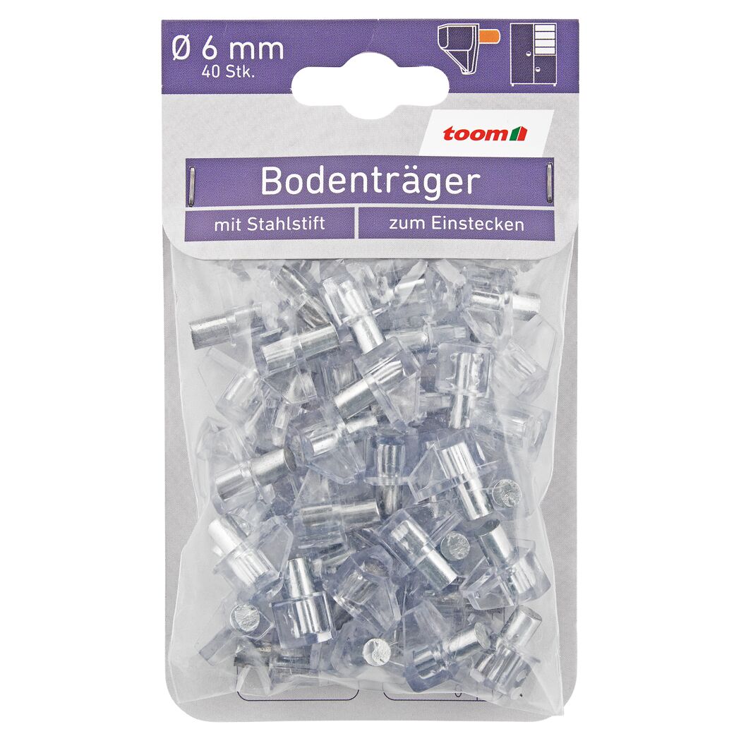 Bodenträger Stahl/Kunststoff transparent Ø 6 mm 40 Stück