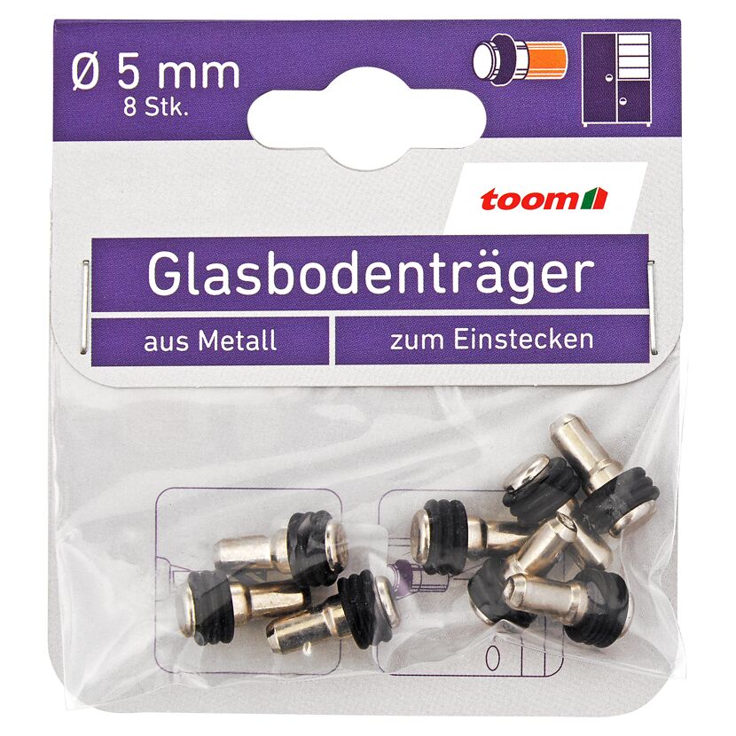 Glasbodenträger Metall/Gummi Ø 5 mm, 8 Stück