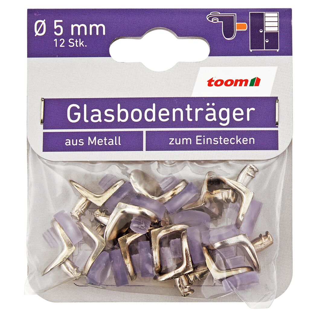 Glasbodenträger Metall silbern Ø 5 mm 12 Stück