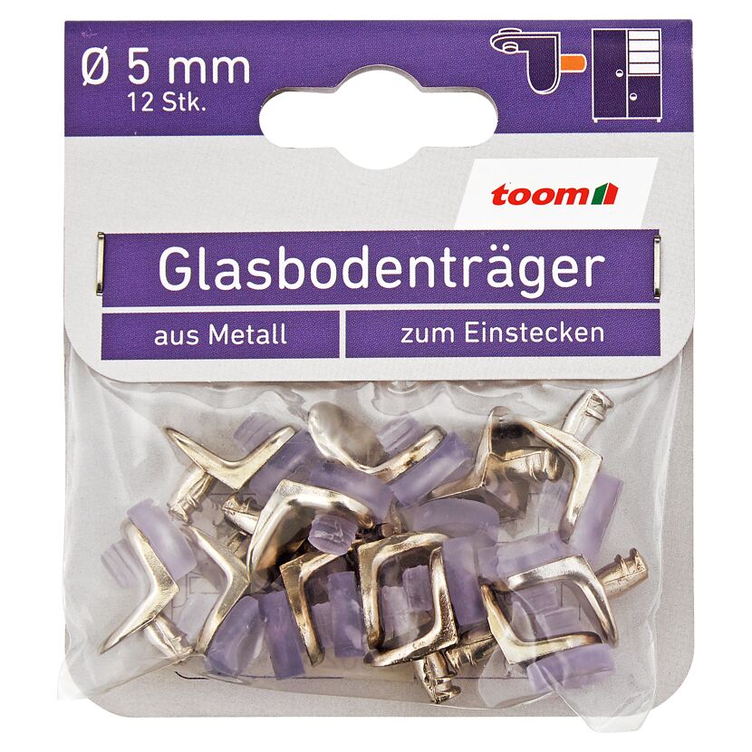Glasbodenträger Metall silbern Ø 5 mm 12 Stück