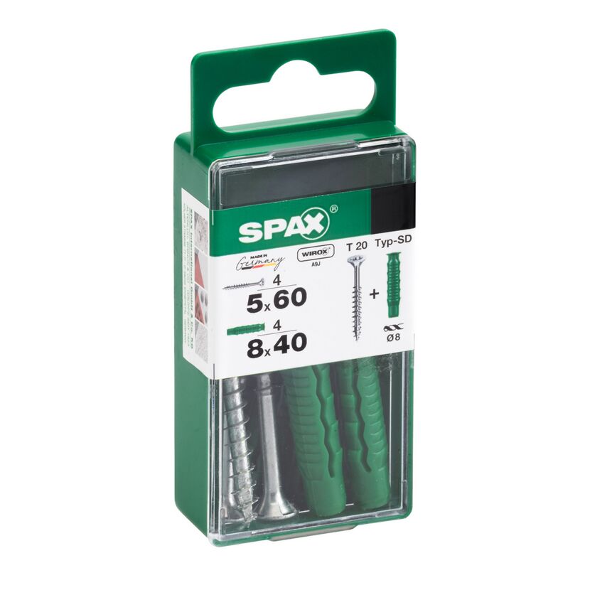 SPAX Dübel Typ-SD mit Schrauben 5x60 und 8x40 mm