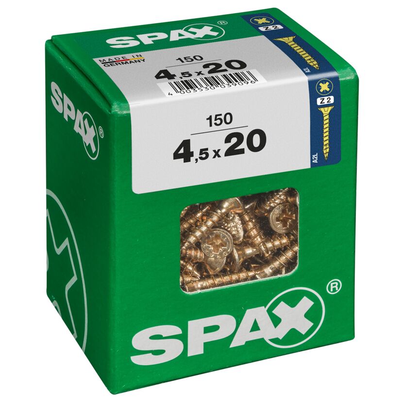 SPAX Senkkopfschrauben 4,5x20 mm, 150 Stück, gelb