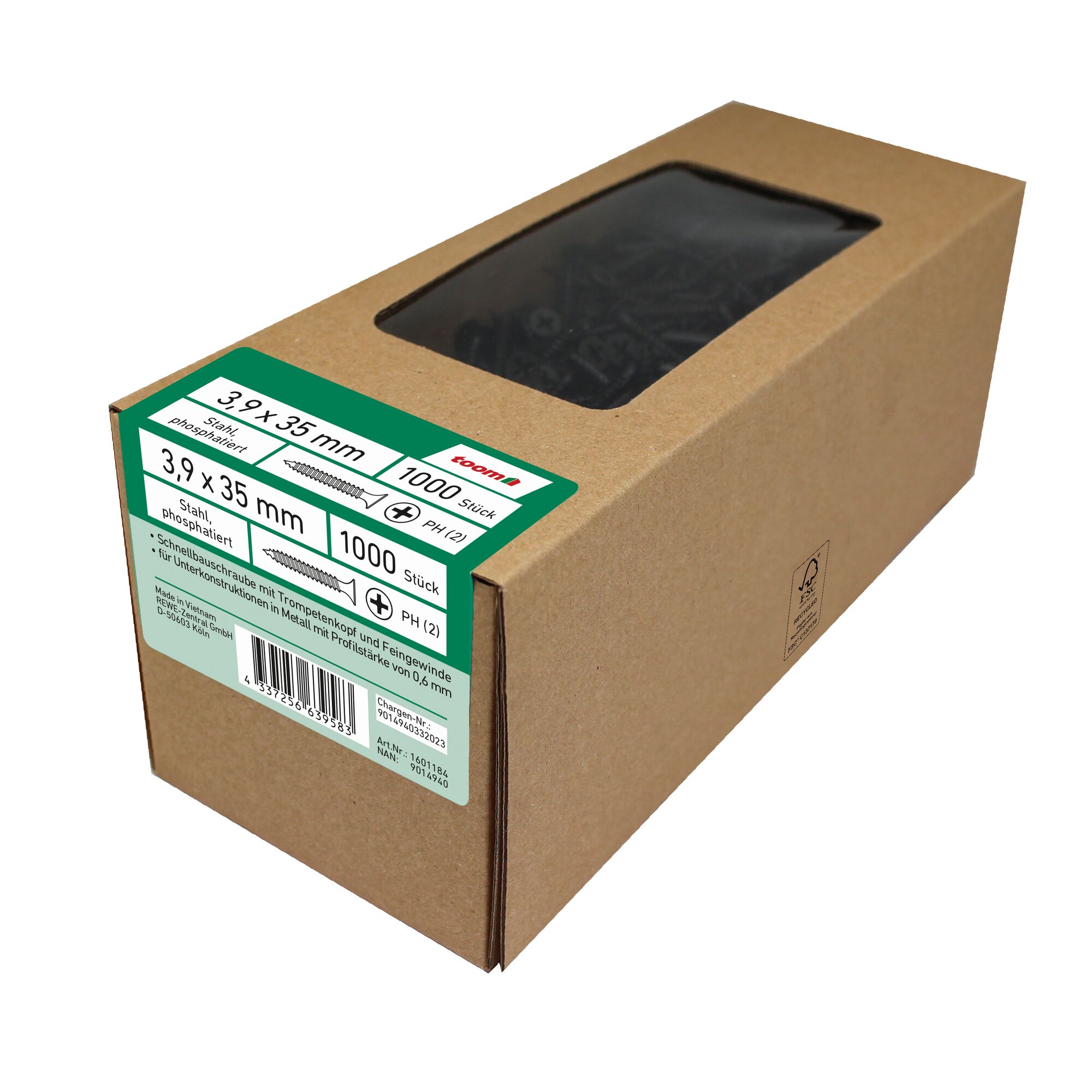 Karton mit Schnellbauschrauben