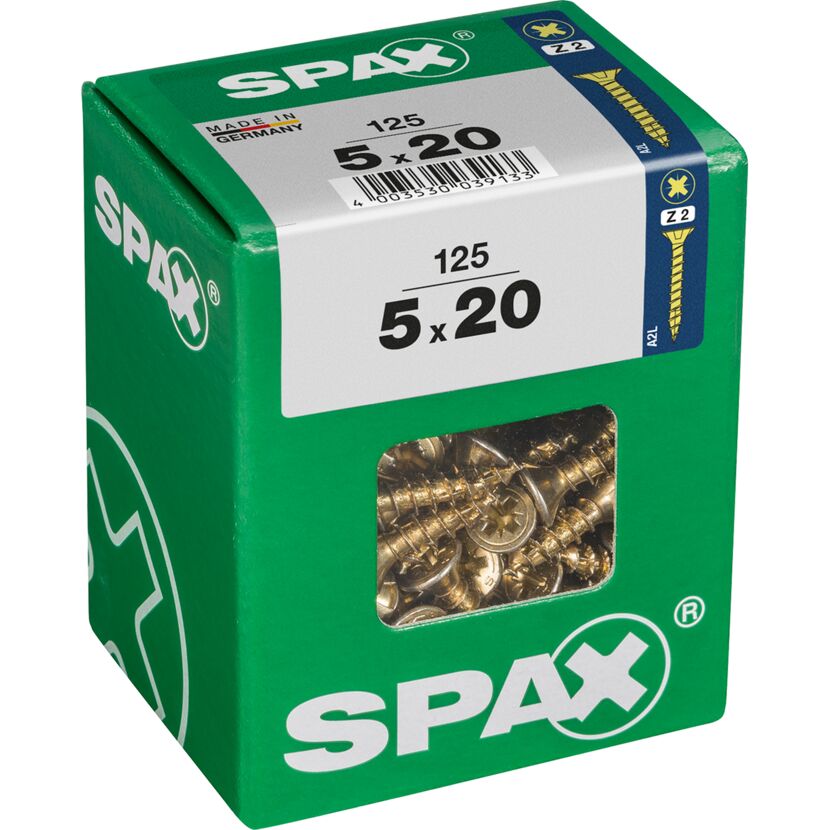 SPAX Senkkopfschrauben gelb verzinkt 5 x 20 mm, 125 Stück