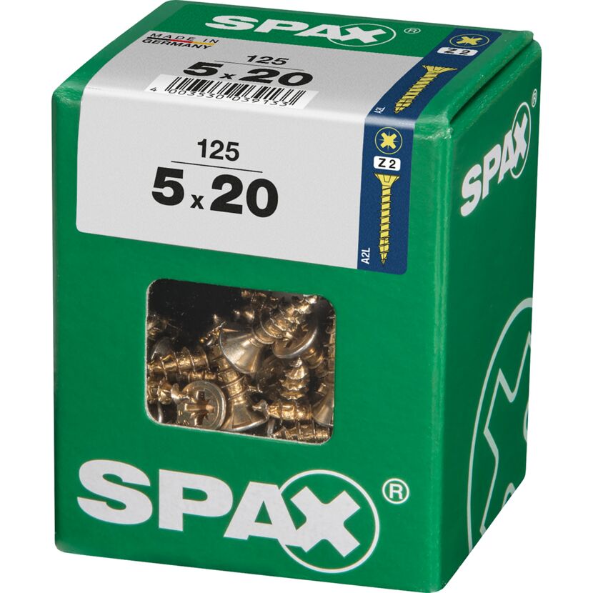 125 SPAX Senkkopfschrauben gelb 5x20 mm
