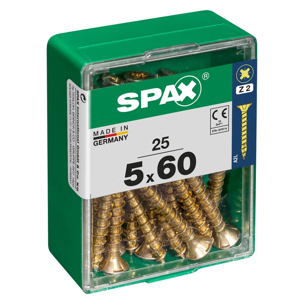 SPAX Senkkopf-Schrauben gelb 5x60 mm, 25 Stück