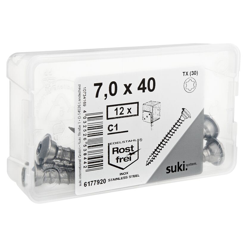 Pfostenschrauben Ø 7,0 x 40 mm C1 12 Stück