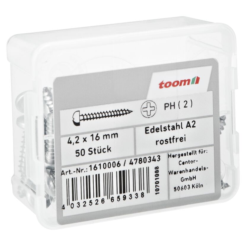 Blechschrauben Ø 4,2 x 16 mm A2 DIN 7981 50 Stück