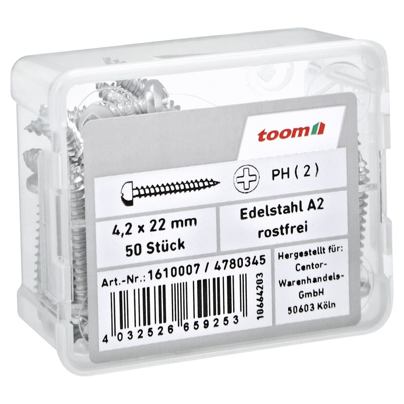 Blechschrauben Ø 4,2 x 22 mm A2 DIN 7981 50 Stück