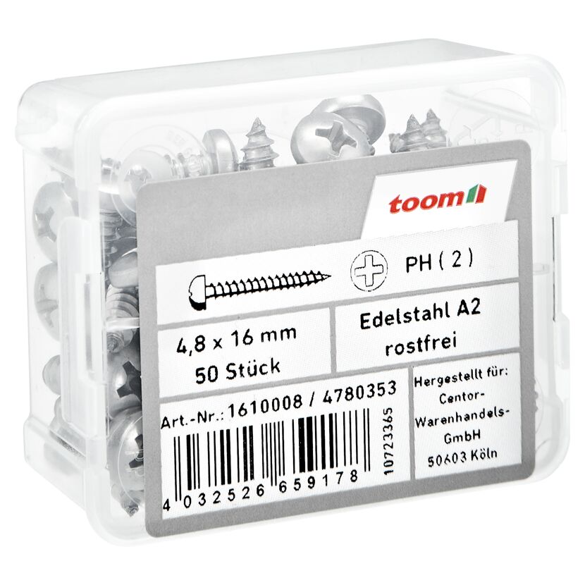Blechschrauben Ø 4,8 x 16 mm A2 DIN 7981 50 Stück