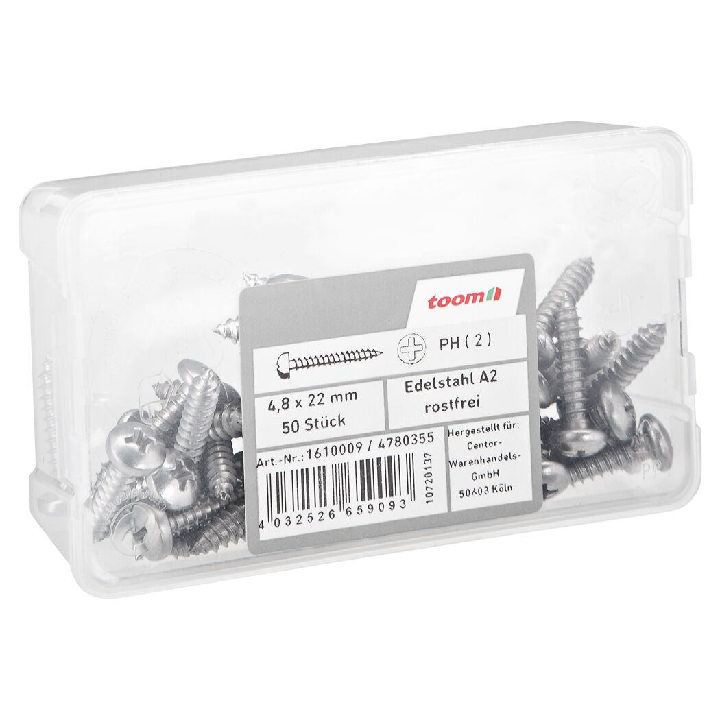 Blechschrauben Ø 4,8 x 22 mm A2 DIN 7981 50 Stück