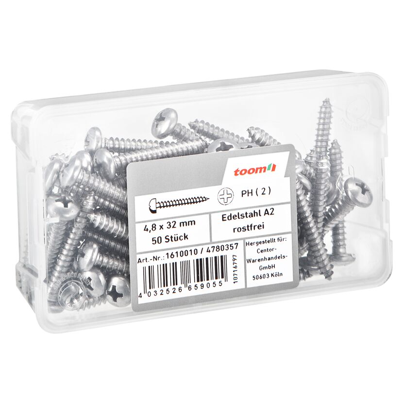 Blechschrauben Ø 4,8 x 32 mm A2 DIN 7981 50 Stück