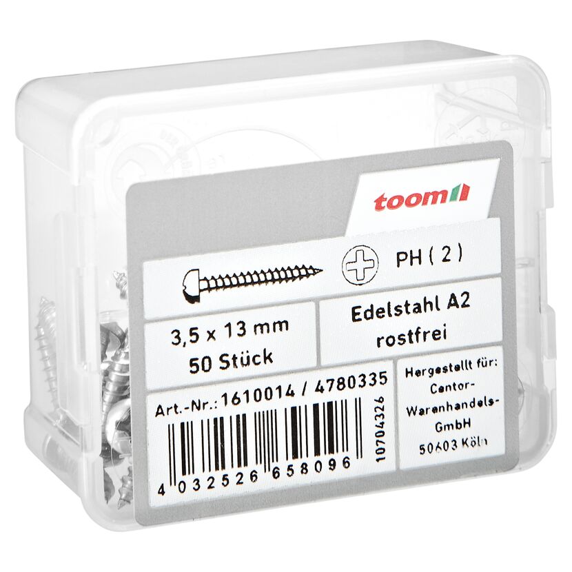 Blechschrauben Ø 3,5 x 13 mm A2 DIN 7981 50 Stück