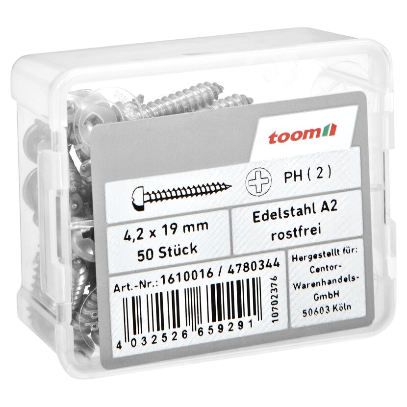 Blechschrauben Ø 4,2 x 19 mm A2 DIN 7981 50 Stück