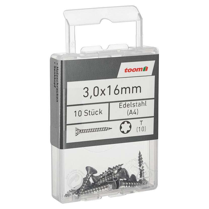 Holzschrauben T10 Torx Edelstahl 3,0 x 16 mm 10 Stück