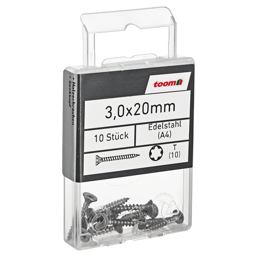 Holzschrauben T10 Torx Edelstahl 3,0 x 20 mm 10 Stück