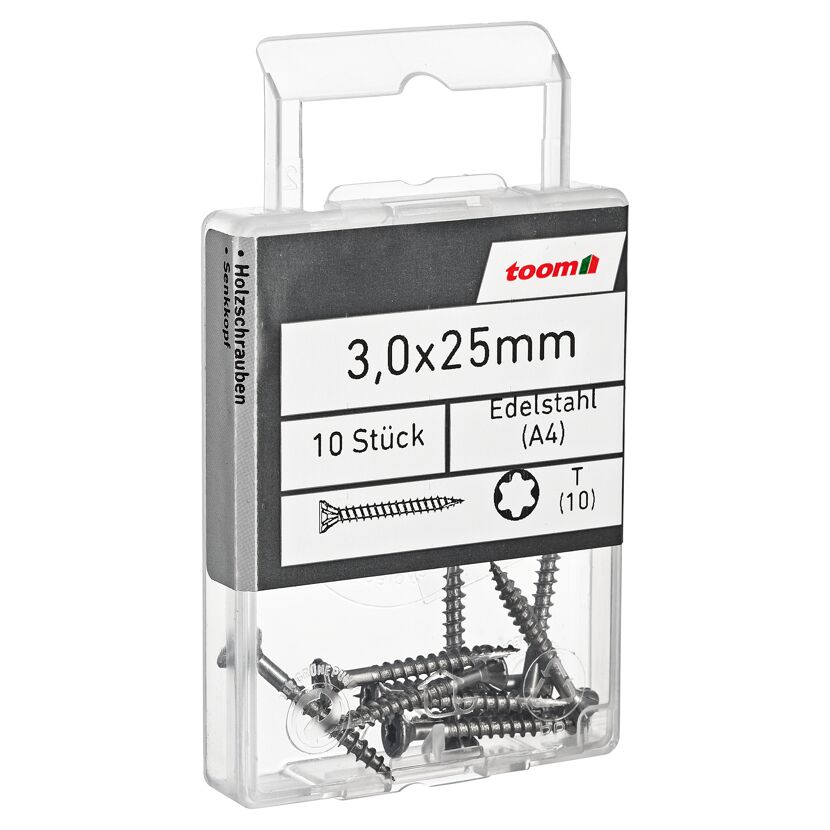 Holzschrauben T10 Torx Edelstahl 3,0 x 25 mm 10 Stück