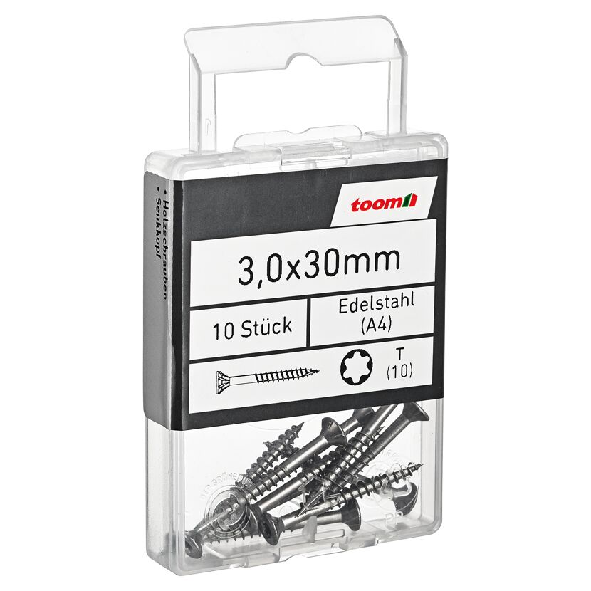 Holzschrauben T10 Torx Edelstahl 3,0 x 30 mm 10 Stück