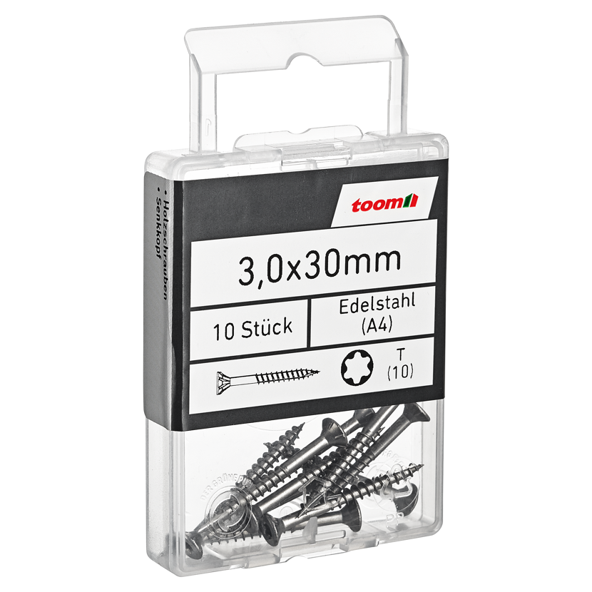 Holzschrauben T10 Torx Edelstahl 3,0 x 30 mm 10 Stück