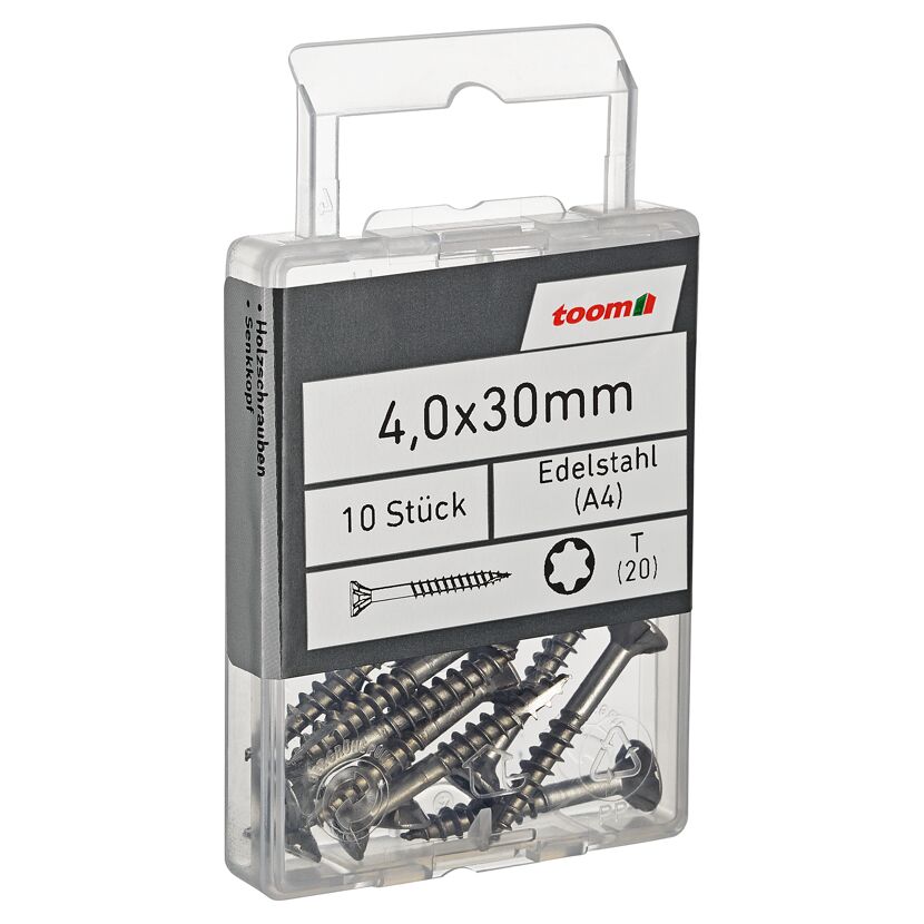Holzschrauben T20 Torx Edelstahl 4,0 x 30 mm 10 Stück