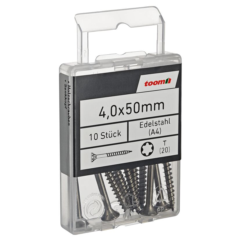 Holzschrauben T20 Torx Edelstahl 4,0 x 50 mm 10 Stück